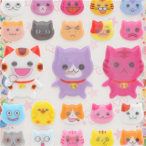 colorful cat animal puffy lenticular stickers modeS4u