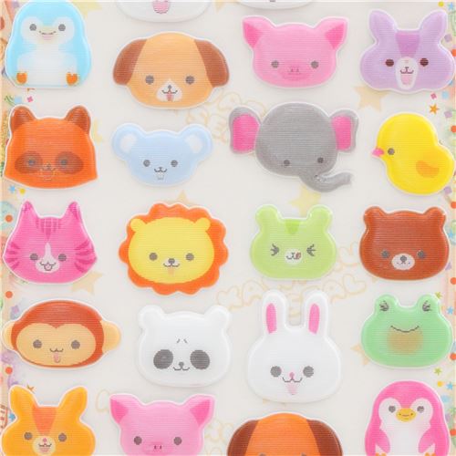 colorful cat bear frog bunny rabbit animal puffy lenticular stickers
