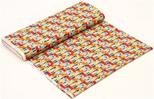 colorful city town house fabric Dear Stella USA 3
