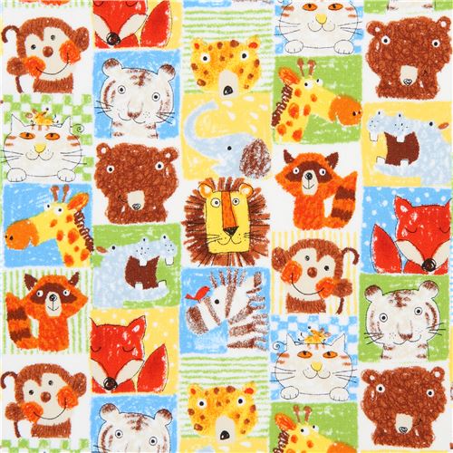 tessuto colorato leoni scimmie orsi quadrati laminato dal Giappone Tessuto