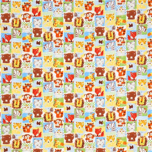 colorful cute lion monkey bear square laminate fabric from Japan 2