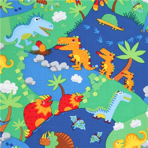 Bunter Stoff mit Dinosauriern von Timeless Treasures Stoff