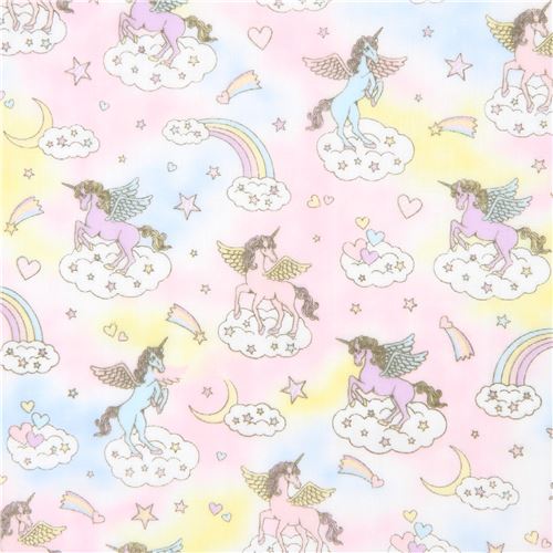 colorful double gauze fabric cute unicorn glitter embellishment from Japan 2