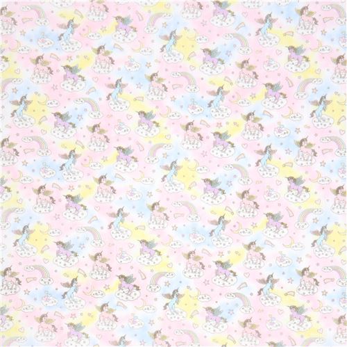 colorful double gauze fabric cute unicorn glitter embellishment from Japan 3