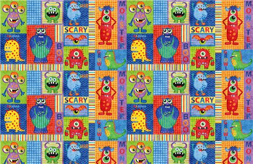 colorful fabric sqaure rectangle monster by Northcott Stonehenge Monsters 2