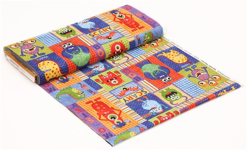 colorful fabric square rectangle monster by Northcott Stonehenge Monsters 3