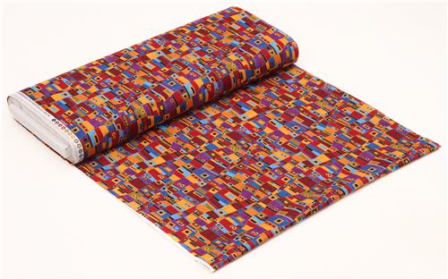 colorful fabric with rectangle square circle gold metallic by Timeless Treasures 3