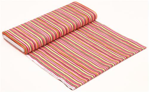 colorful fabric with stripe orange brown lime green by Timeless ...