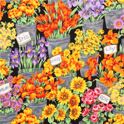 colorful flower shop flower market fabric by Andover USA Fabric by