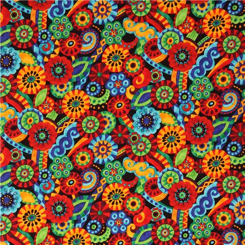 colorful fun flower leaf circle fabric Luminosity Brite Blank Quilting USA 2