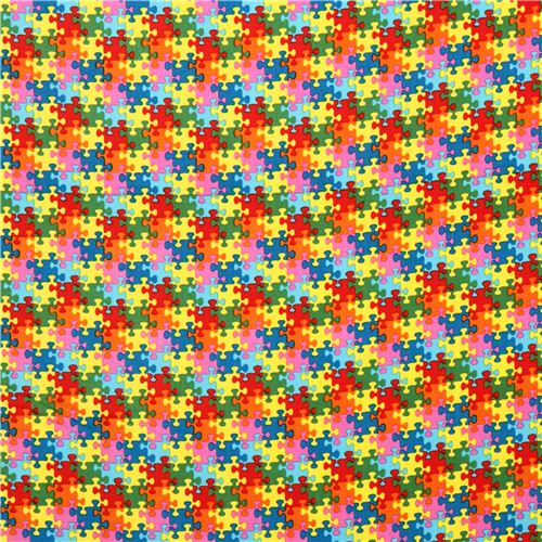 colorful jigsaw puzzle fabric Summertime Elizabeth's Studio from the USA 2