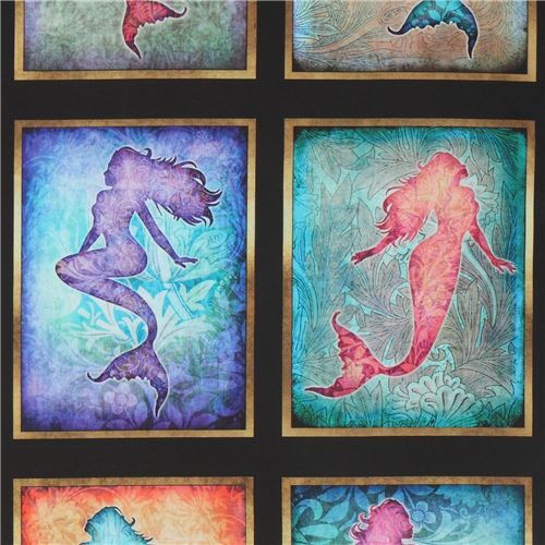 colorful mermaid panel fabric by Quilting Treasures modeS4u