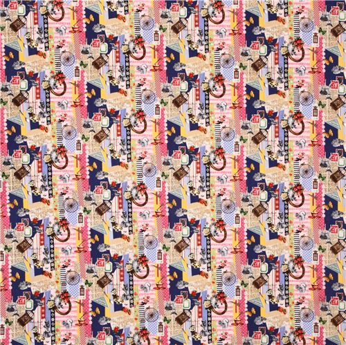 colorful musical notes letter animal pattern fabric from Kokka Japan  2