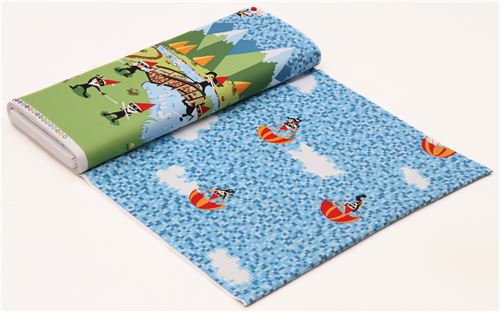 colorful ninja gnome mountain sky parachute fabric by Michael Miller 4