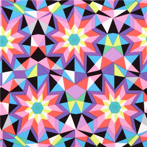 colorful purple star kaleidoscope fabric by Michael Miller Fabric