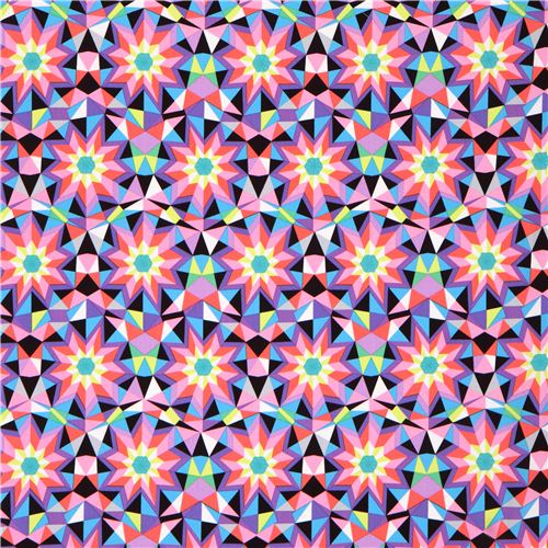 colorful purple star kaleidoscope fabric by Michael Miller Fabric