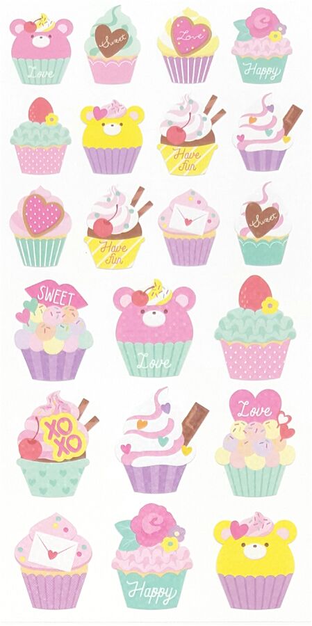Cupcake Stickers 2 Sheets 