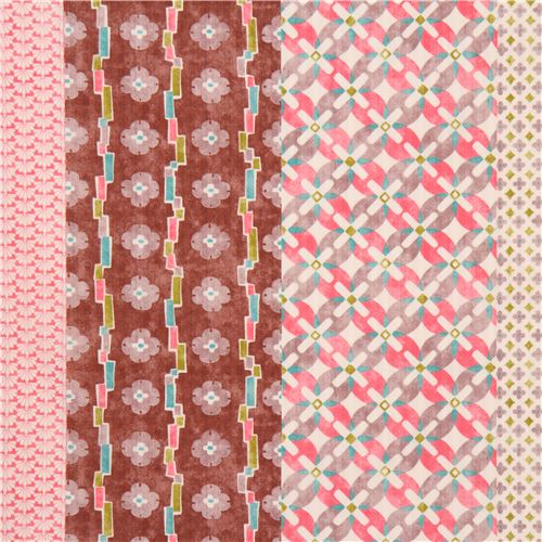 colorful structured pretty stripe light cream flower dobby fabric from Japan 1