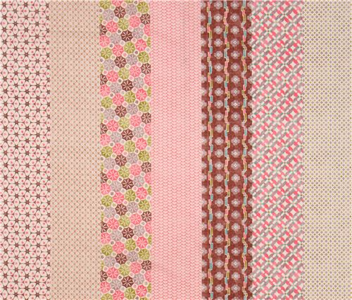 colorful structured pretty stripe light cream flower dobby fabric from Japan 3