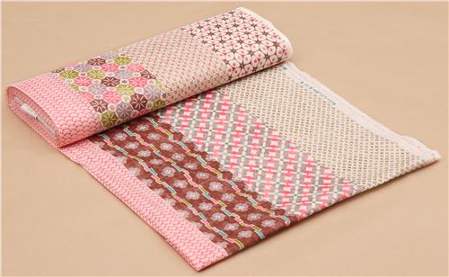colorful structured pretty stripe light cream flower dobby fabric from Japan 4