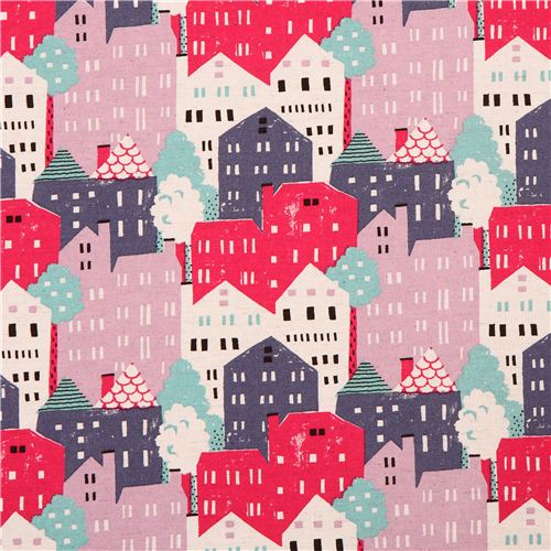 colorful town houses canvas fabric from Japan  1