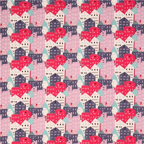 colorful town houses canvas fabric from Japan  2