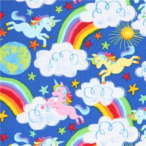 colorful unicorn and rainbow fabric by Timeless Treasures Fabric