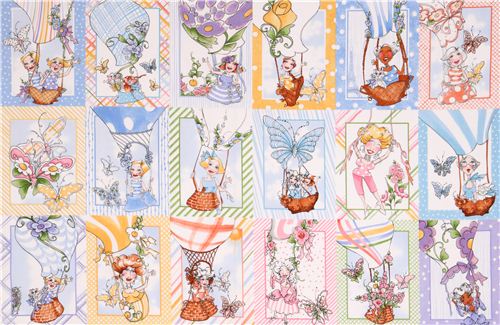 colorful woman lady panel fabric Up And Away Quilting Treasures 3