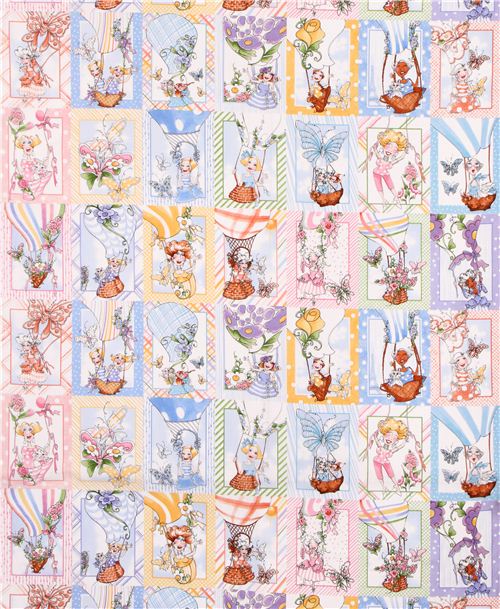 colorful woman lady panel fabric Up And Away Quilting Treasures 4