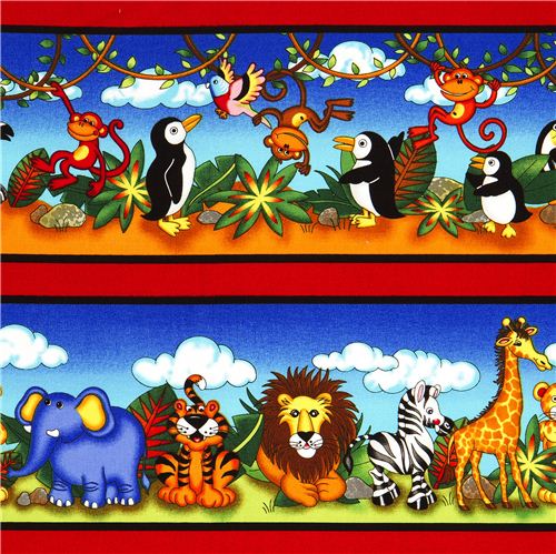 bunter Zoo Tier Streifen Flanellstoff Timeless Treasures USA Stoff