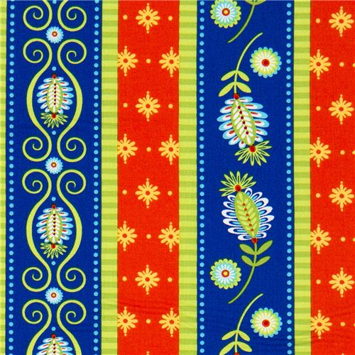 Tissu Michael Miller coloré Gypsy Road feuilles fleurs Tissu