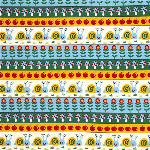 colourful Michael Miller fabric snails mushrooms apple 2