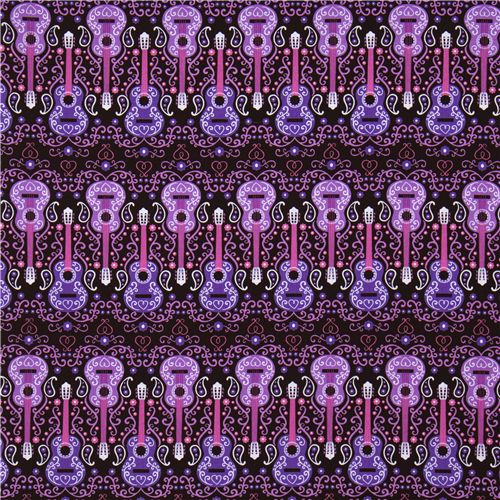 colourful Michael Miller fabric western guitars flowers 2