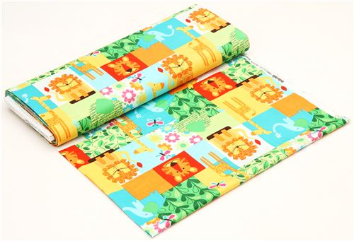 colourful Michael Miller patchwork animal fabric lion 3