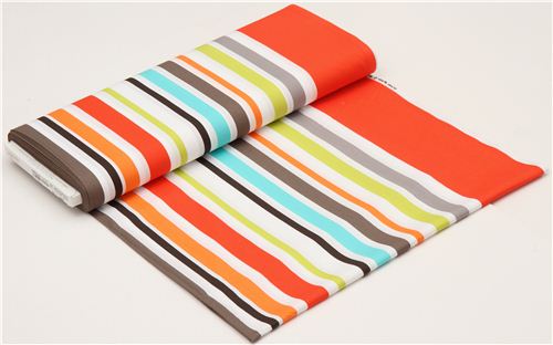 colourful Michael Miller stripes fabric brown-orange 3