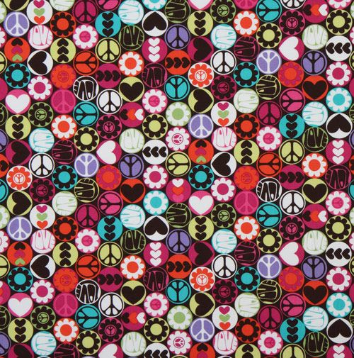 colourful Peace Buttons Michael Miller designer fabric 2