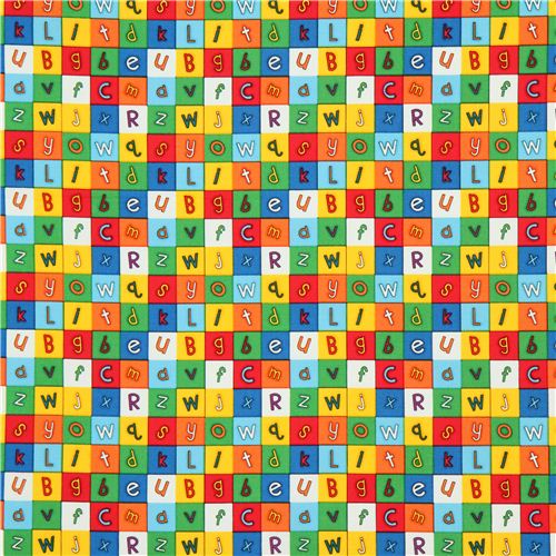colourful Timeless Treasures checker fabric with letters 2