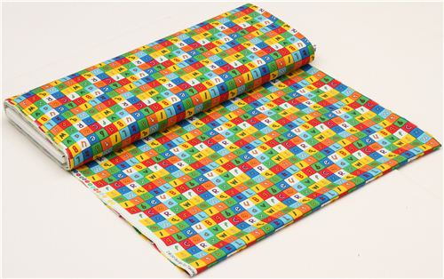 colourful Timeless Treasures checker fabric with letters 3