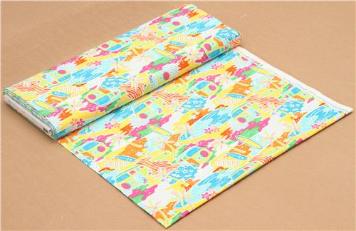 colourful Timeless Treasures summer surfing beach fabric 3