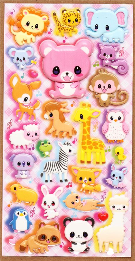 colourful animal sponge stickers bear giraffe elephant