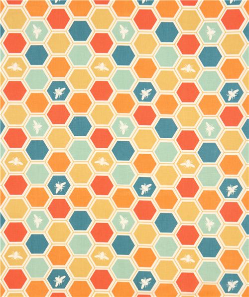 colourful bee organic fabric by birch from the USA by Birch