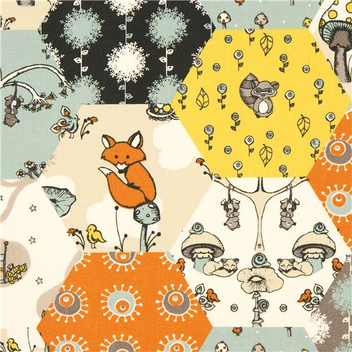 colourful birch forest animal organic fabric from the USA 1