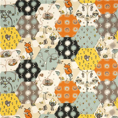 colourful birch forest animal organic fabric from the USA 2
