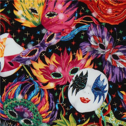 colourful carnival mask fabric Robert Kaufman designer 1