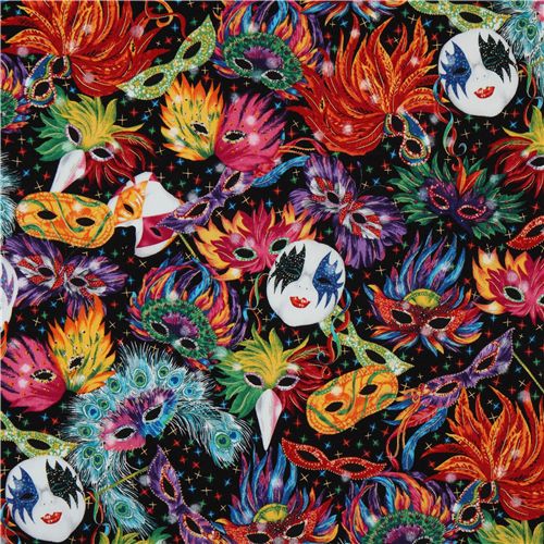 colourful carnival mask fabric Robert Kaufman designer 2