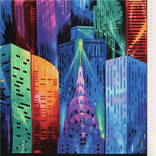 colourful city skyscrappers fabric by Timeless Treasure - modeS4u