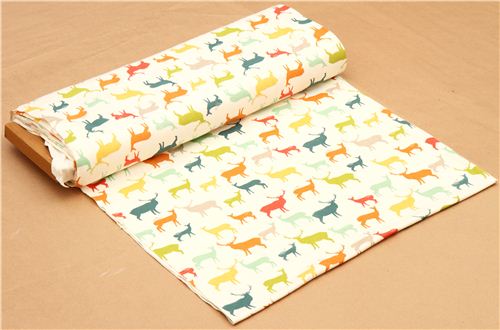 colourful deer stag animal organic knit fabric birch USA 3