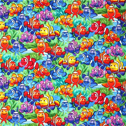 colourful exotic clown fish animal fabric USA modeS4u