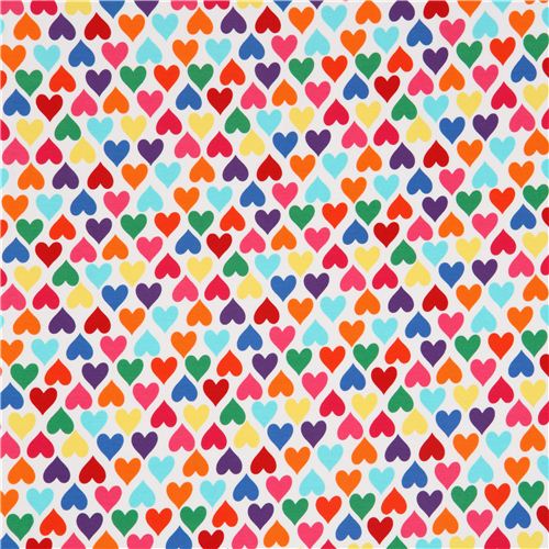 colourful heart knit fabric by Robert Kaufman Fabric by Robert Kaufman ...