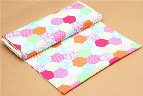 colourful honeycomb pattern patchwork fabric Michael Miller 3